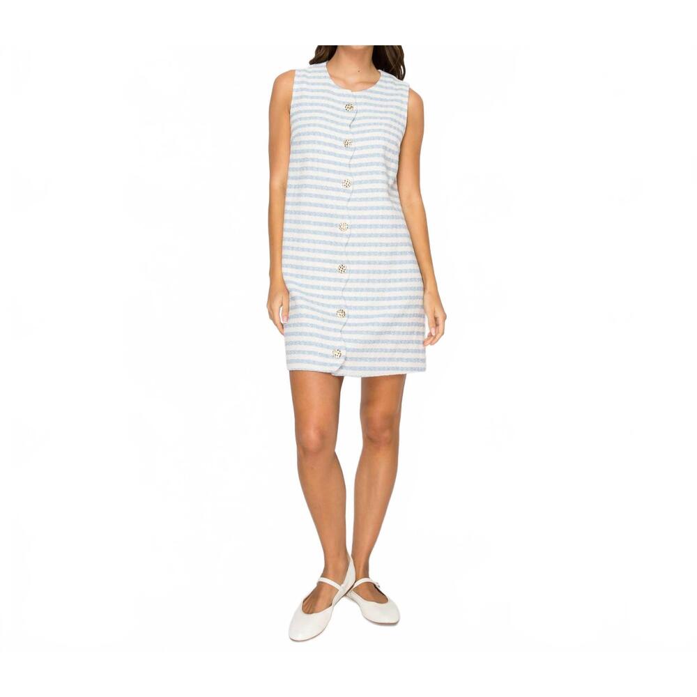 NEW LOVE WEDNESDAY marina del rey mini dress in sky blue/white